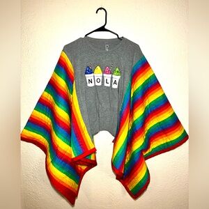 Upcycled Prototype Nola Snowball kaftan with Rainbow Sleeves